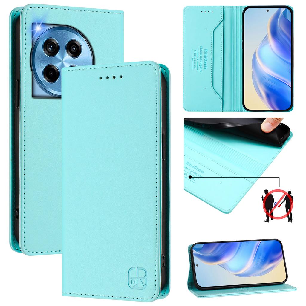 For OnePlus 12 5G Leather Case RINACASIS RC01 Phone Cover with RFID Blocking Wallet Stand