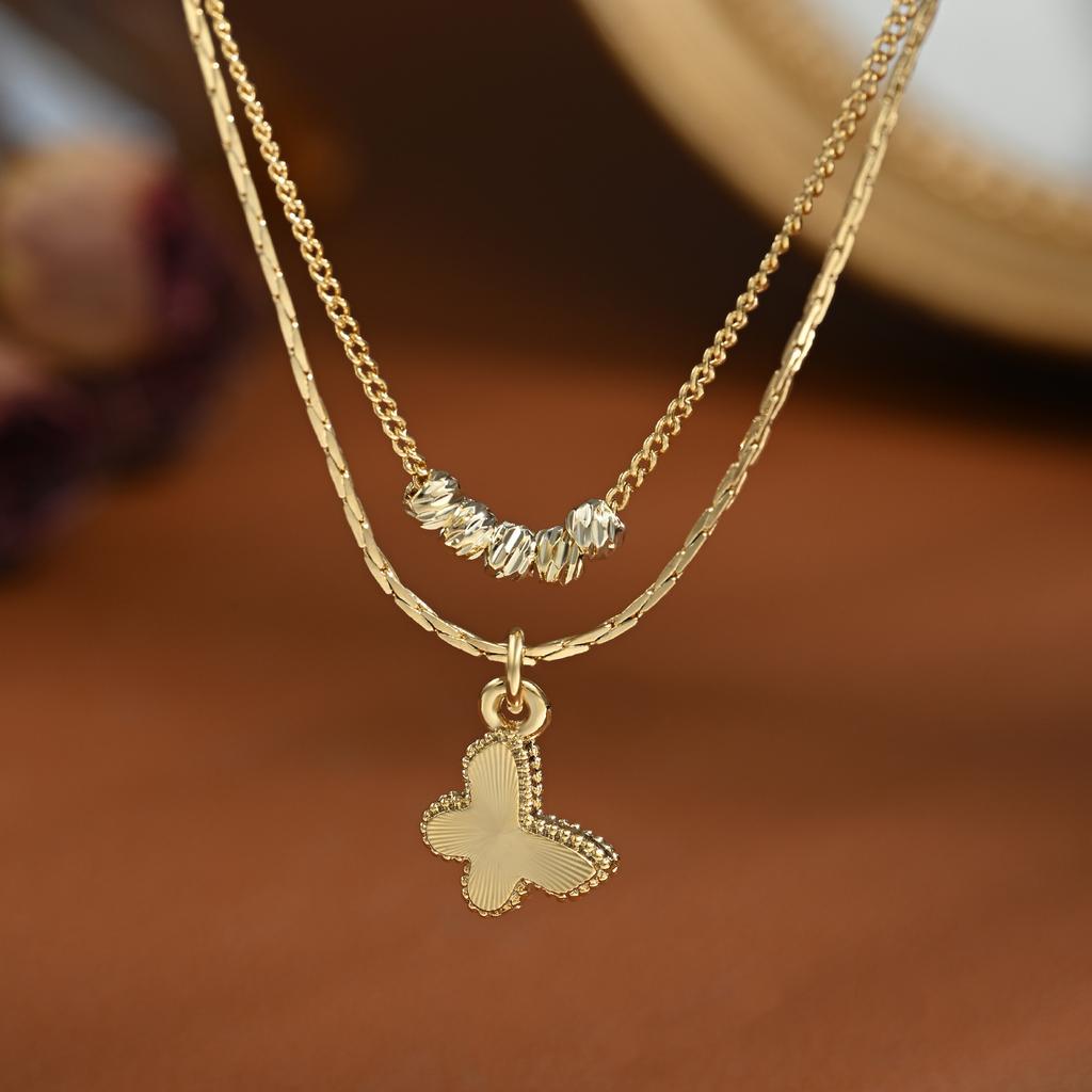 New 925 Sterling Silver Double Layer Butterfly Necklace Simple Women Pendant Personalized Choker Birthday Gift Exquisite Jewelry