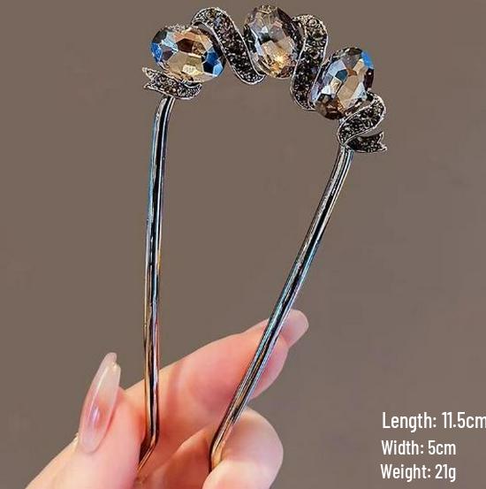 Épingle à cheveux vintage en forme de U avec pompon paon pour femmes - Épingle à chignon nacrée pour Cheongsam et Hanfu