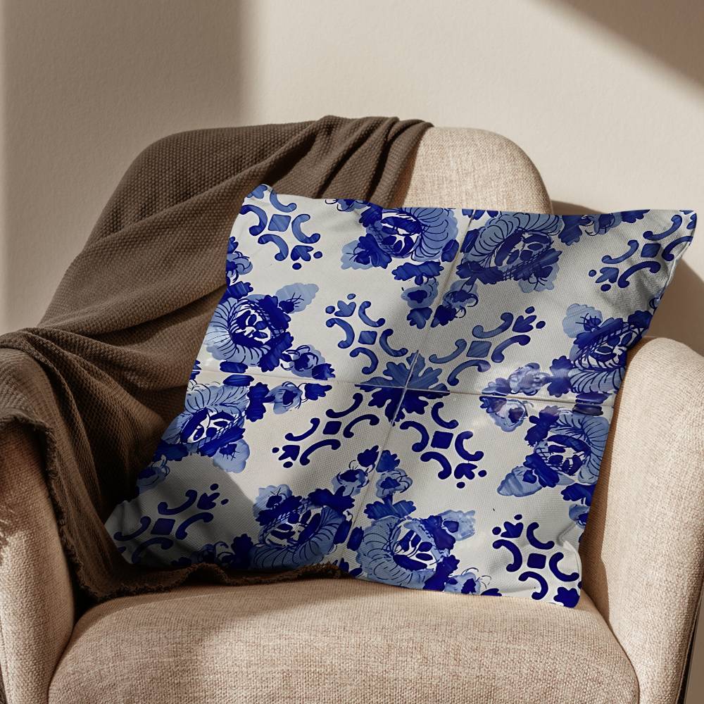 BBlue and White Porcelain Pillow Case Sofa Living Room Bedroom Headboard Backrest Cushion Square Cushion Nap Time