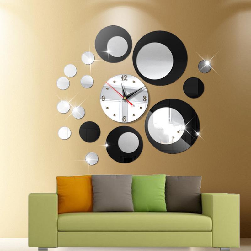 DIY Acrylic Mirror Frameless Clock Wall Sticker Removable Mute Clock for Home Living Room Bedroom Office