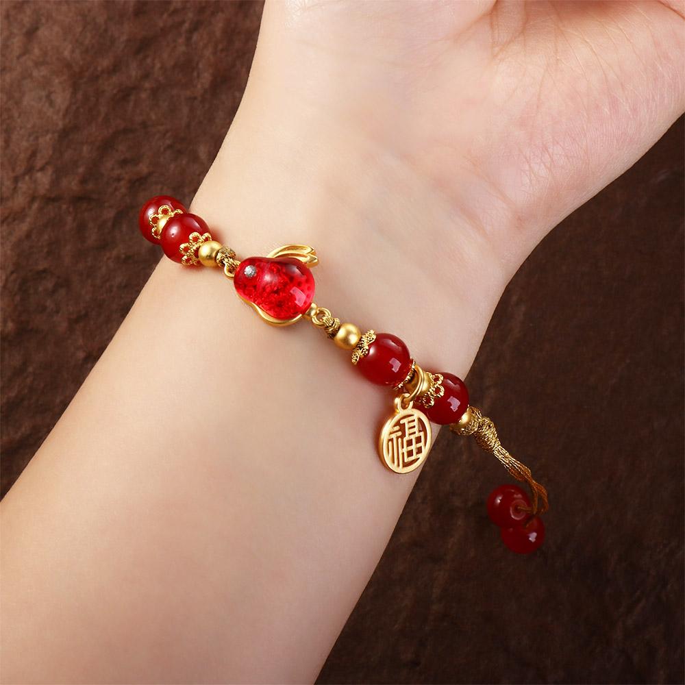 Gifts Rabbit Pendent Niche Design Fashion Jewelry Women Bracelet Chinese Style Bracelet Hand Rope