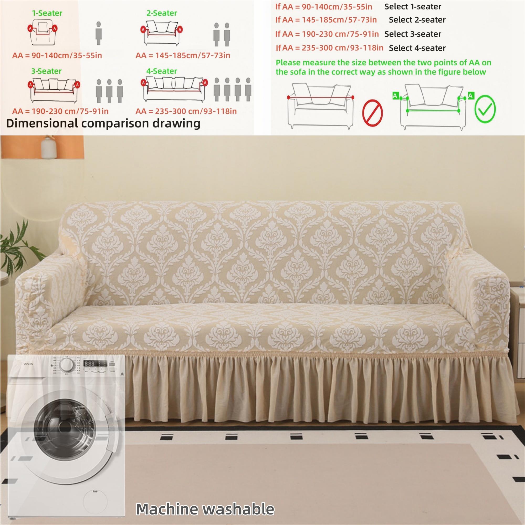 

Европейский элегантный катионный жаккардовый чехол для дивана, эластичная ткань, оборка по краю, мягкий и удобный для гостиной и отеля 1-Seater