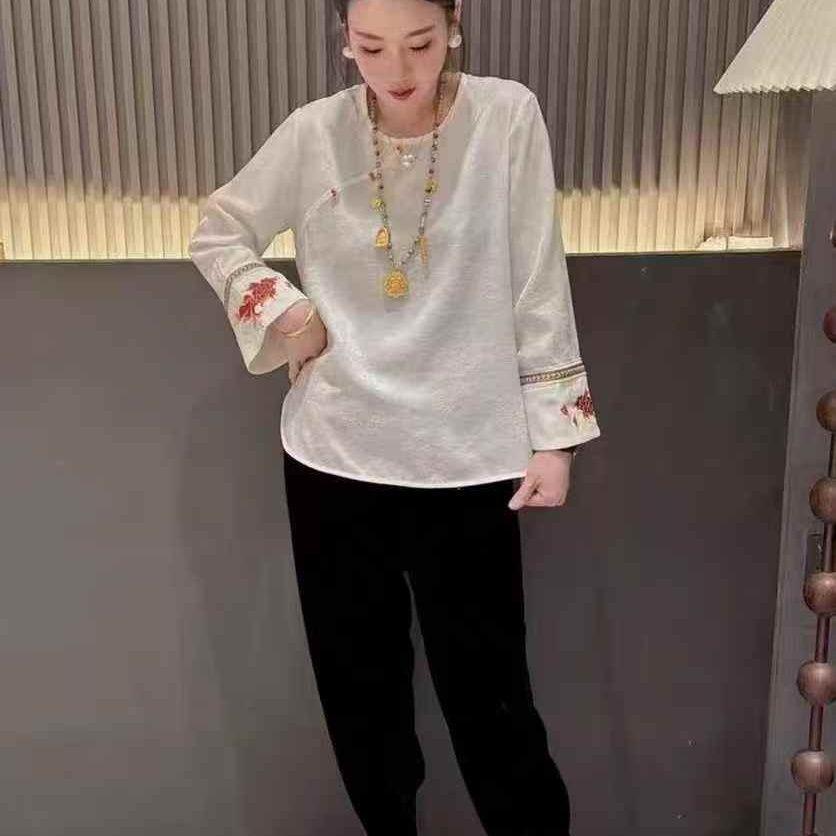 Women's Retro Red Long Sleeve Spring Pullover