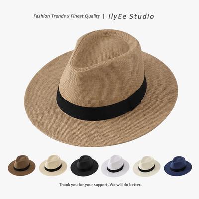 Men's and Women's Summer Straw Fedora - Sunshade Panama Beach Hat with Sunscreen Protection