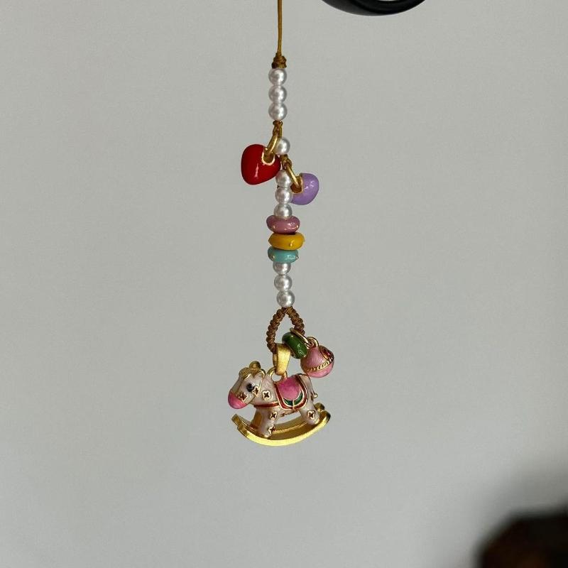 

1Pcs Cute Pink Dripping Oil Pony Lanyard Girl Keychain Cell Phone Strap Charm Pendant Anti Drop Camera Decoration Strap Chain one size