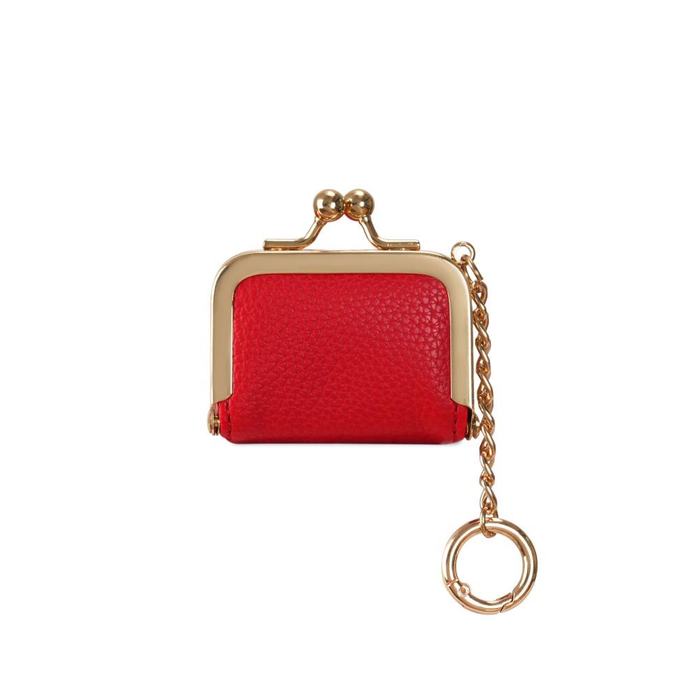 Multicolored Kiss Lock Coin Purse With Keychain Small Item Bag Simple Leather Jewelry Bag Ring