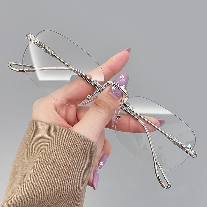 

Fashion Sunglasses Trendy Square Small Frame Rimless Sunglasses Unisex Photochromic Uv400 Protection Lightweight