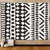 African Mud Cloth Tapestry Wall Hanging Art, Black and White Tribal Afrocentric Ethnic Bohemian Motif with Geometric Elements