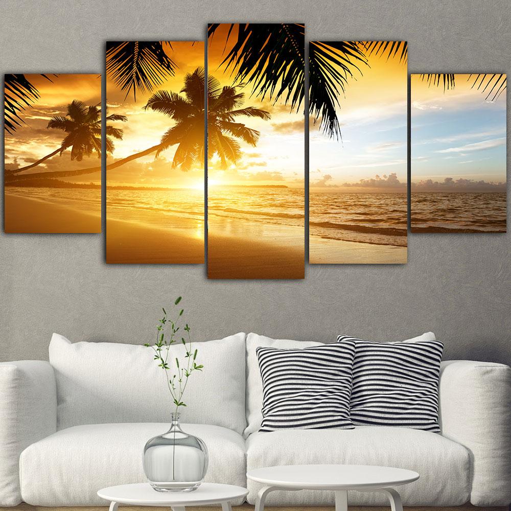 5pcs Seascape Wall Pictures Beach Sea Ocean Canvas Painting Wall Art Landscape Posters Prints for Living Room Decor No Frame