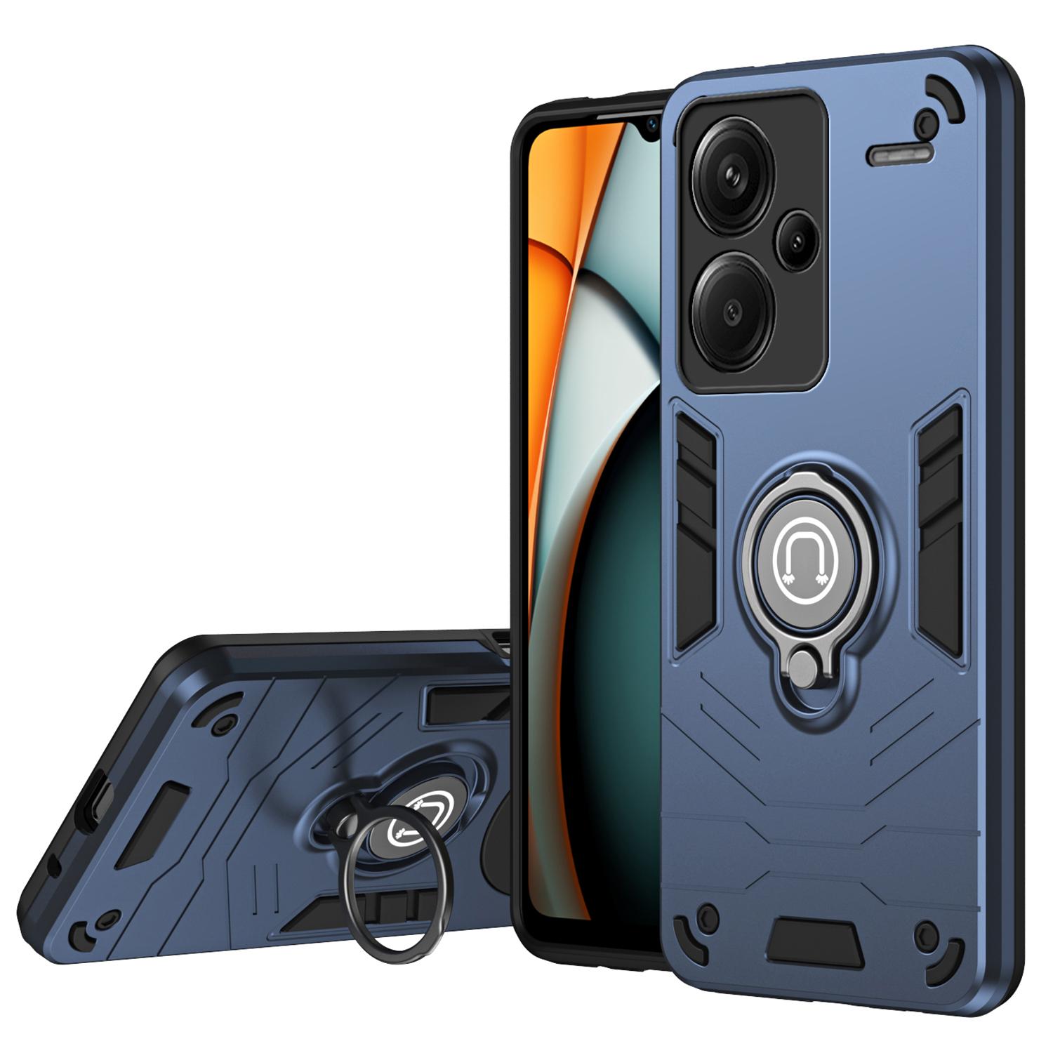 

For Xiaomi Redmi Note 13 Pro+ 5G Case PC+TPU Ring Kickstand Shockproof Phone Cover Blue