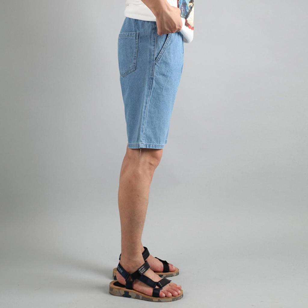 Shorts for Men Jeans Waist Strap Light Blue Korea Fashion