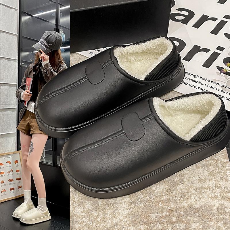 Women's & Men's Non-Slip Waterproof Cotton Slippers - Winter 2025 New Style, Indoor Closed-Toe Design for Couples.
