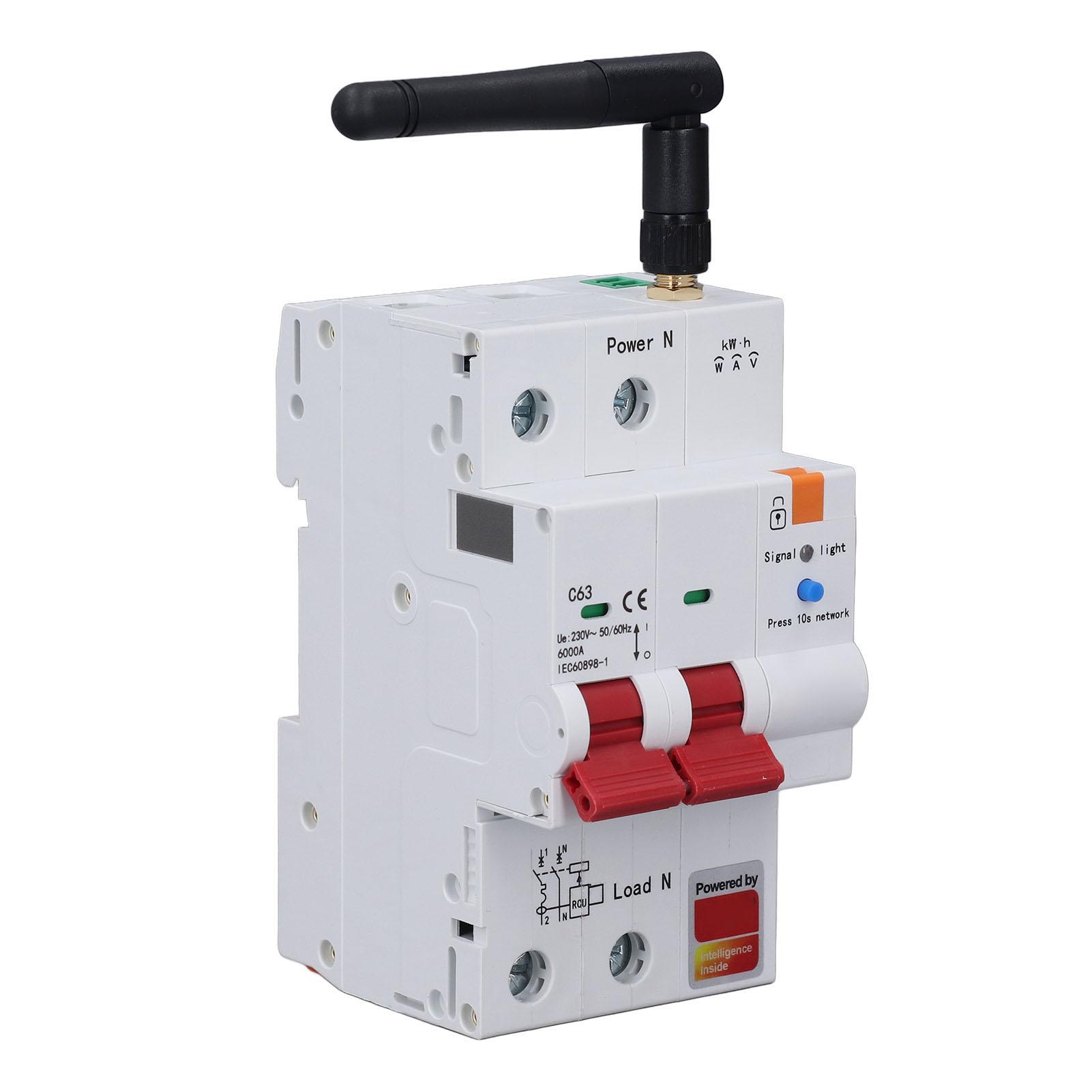 

Лічильник Автоматичний вимикач Smart 2P 63A для мобільного дистанційного керування додатком Tuya Живлення AC230V