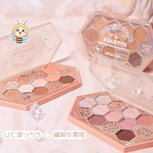 SNS Eyeshadow Cute Honeycomb 12-Color Makeup Palette Honey Tea Powder Ins Brush Dual Use Waterproof Sweatproof High Pigmentation Long-lasting 10.8g