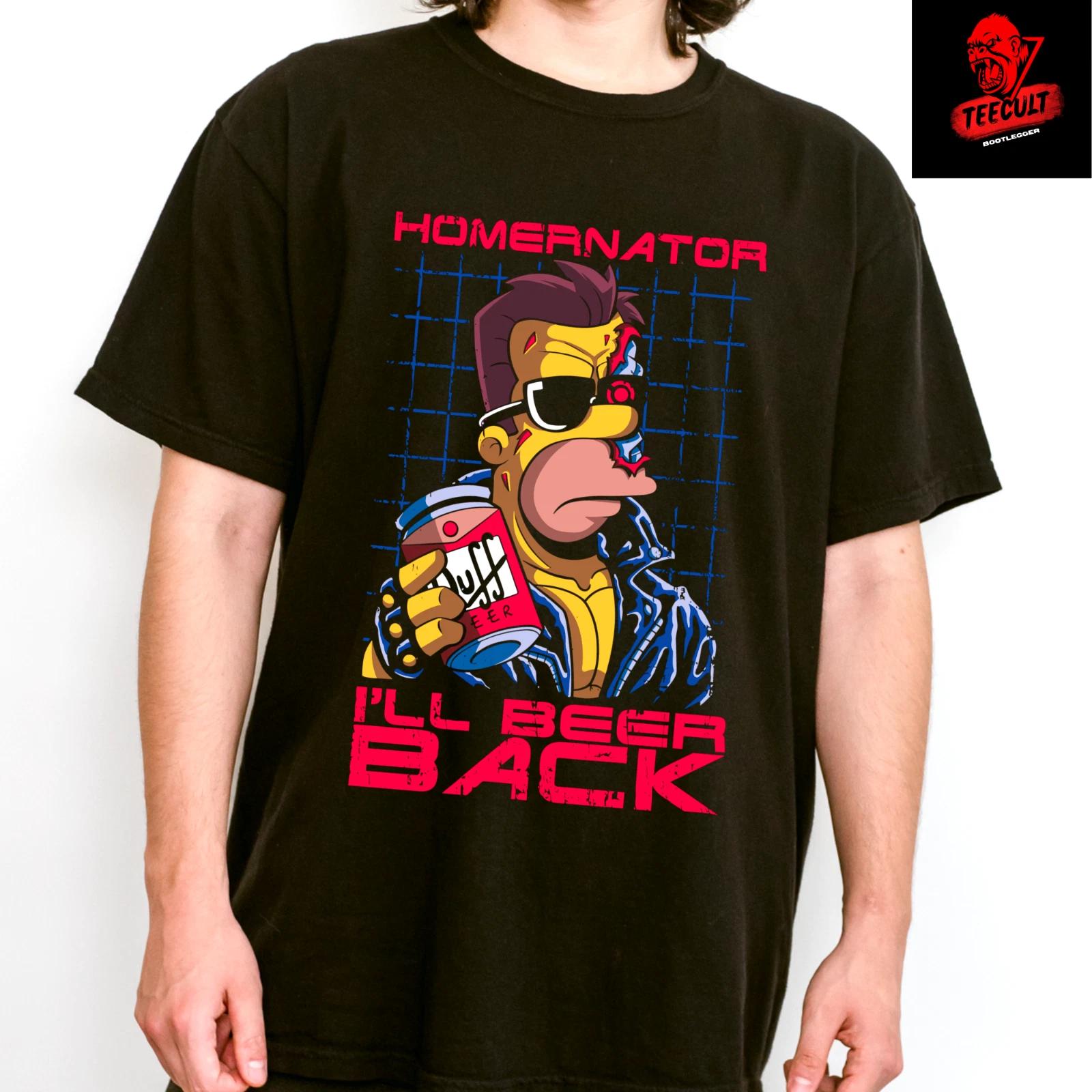Men s and Women s T-shirts Homer Simpson as The Homernator / I ll Be Back Halloween Unisex L