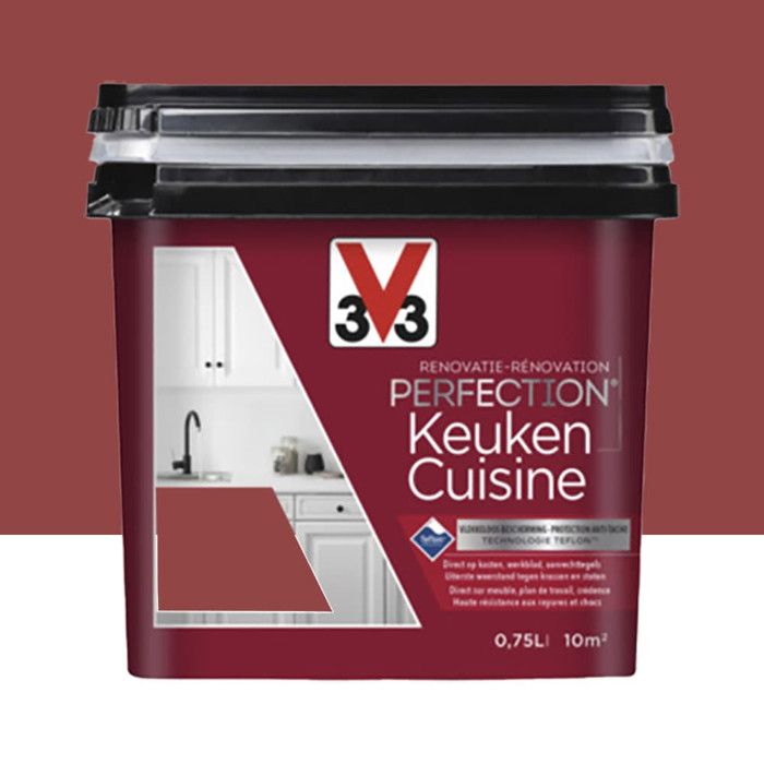 Peinture - V33 - Rénovation Perfection - Rouge Exquis - Satiné - 0,75 L