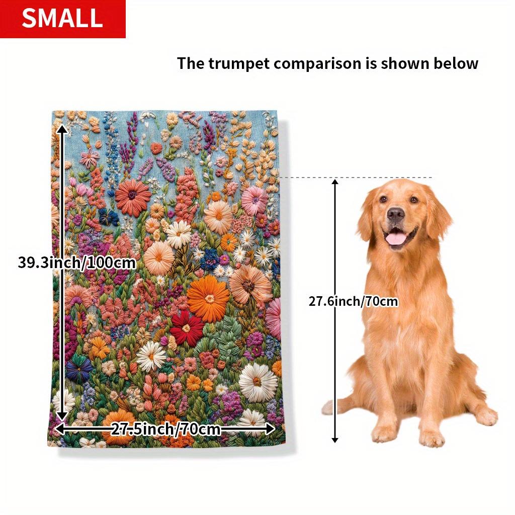 3D Bohemian Floral Blanket - Embroidery Flower Field Design, Soft Flannel for Bedroom/Sofa/Picnic, Vibrant Decor Throw
