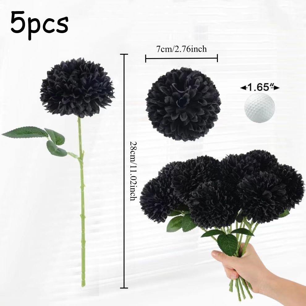 5pcs Artificial Fake Chrysanthemum,Long Stem,with No Container,for Halloween,Home Decor,Wedding Decoration ,Christmas Decoration