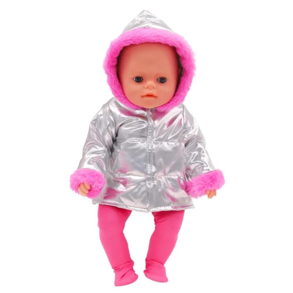 Down Jacket For 18 Inches American Doll Cute Fur Collar Hoodie Doll Clothes Suit Fit 43cm New Baby OG Girl Dolls Best Gift Shoes