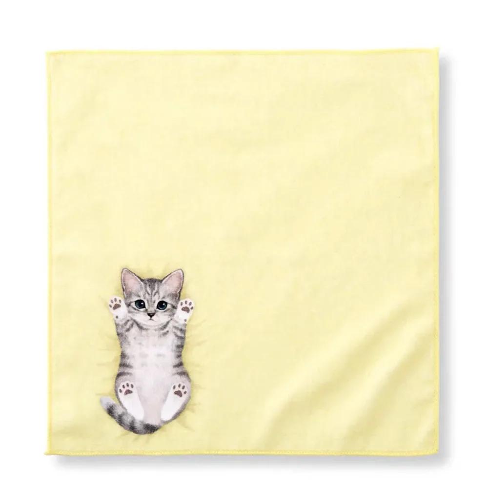 Small Milk Cat Handkerchief Small Hand Towel Cat Pattern Portable Sweat Catty Pocket Handkerchief Square Towel Japanese
