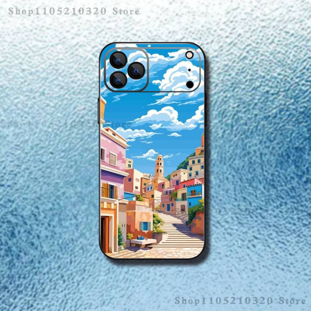 

Stylized Houses Painting Phone Case For iPhone 17,16,15,14,13,12,Pro,Max,Plus,E,SE4,Air,Mini Black Soft Box iPhone13mini