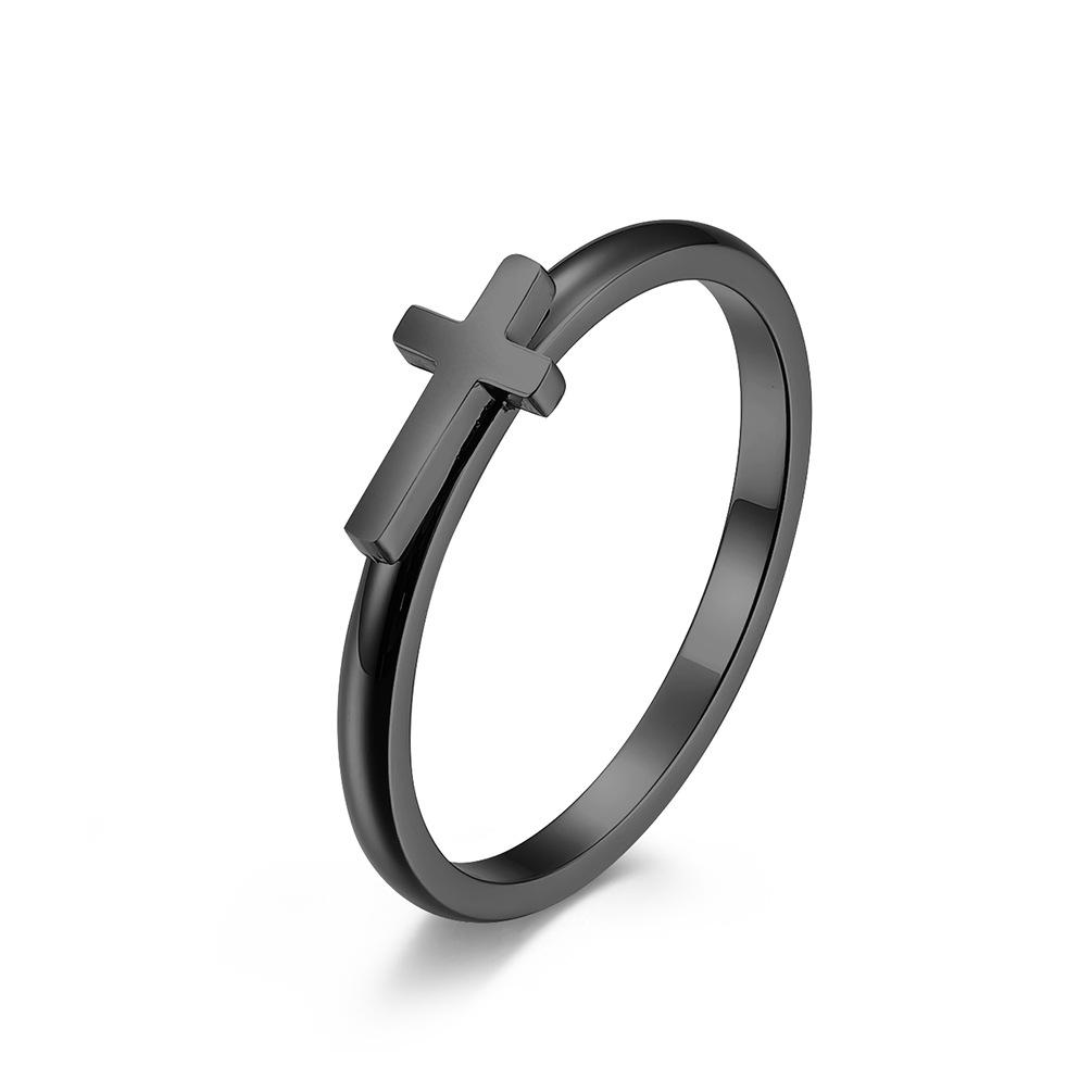 Stainless Steel Hollow Cross Ring for Men and Women Wedding Proposal Ring Couple Pairing Ring