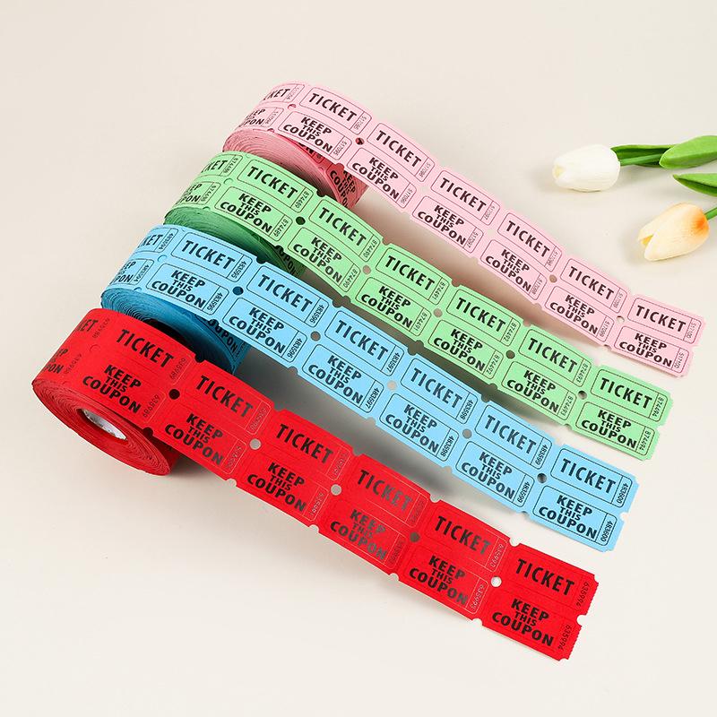 1000 szt. Kolorowe odrywane bilety loteryjne w podwójnych rolkach bilet wstępu bilet do gry na wydarzenia karnawały wejście nagroda klasowa