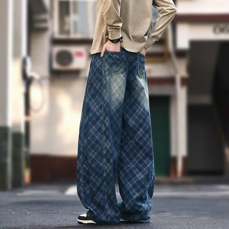 JYL Mens Jeans Autumn Winter New Straight Washed Vintage Clay Color Slim Denim Pants