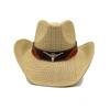 Corn Husk Material Straw Hat Western Cowboy Hat Spring and Summer Men and Women Panama Sun Hat Elegant Cowboy Straw Hat