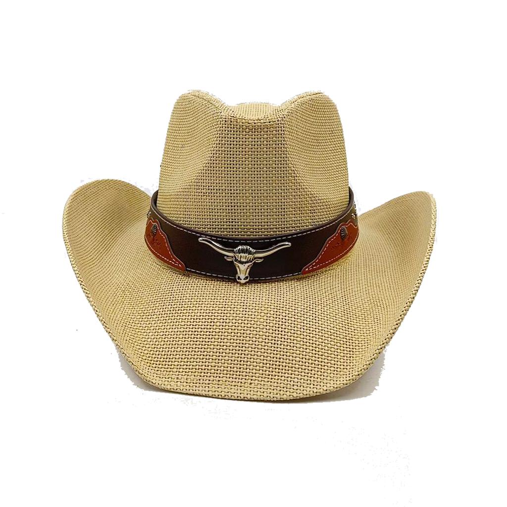 Corn Husk Material Straw Hat Western Cowboy Hat Spring and Summer Men and Women Panama Sun Hat Elegant Cowboy Straw Hat