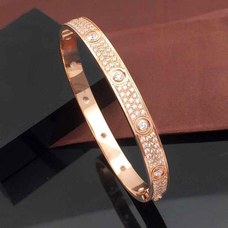 Purple Gold Screw Full Diamond Plated Rose Gold Bracelet Classic Color Gold Plated Solid Zircon Bracelet