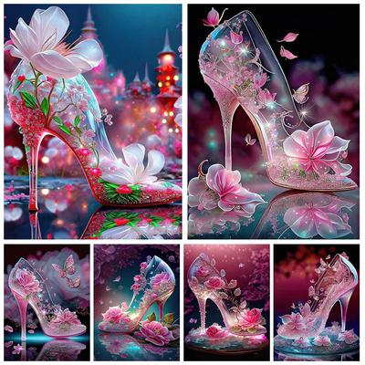 Fantasie Hochhackige Landschaft Diamant Malerei Neue 2023 DIY Mosaik Diamant Stickerei Traum Prinzessin Schuhe 5D Kreuz Stich