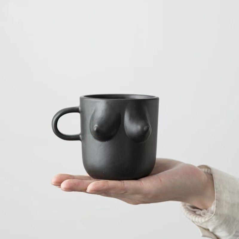 Novelty Boob Shaped Coffee Ceramic Porcelain Mug Funny Titty Milk Mug Breakfast Cup 300ML
