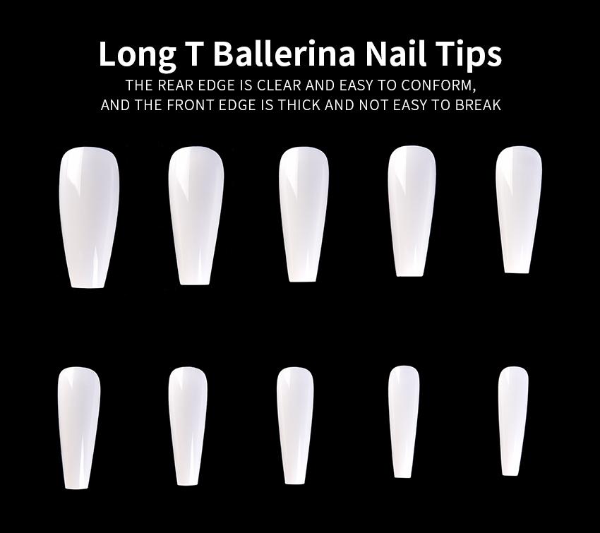 kads 500pcs Full Cover Square False Nail Tips Nail Art White Nature Clear 10 Sizes Fake Nails Manicure Extension Tools