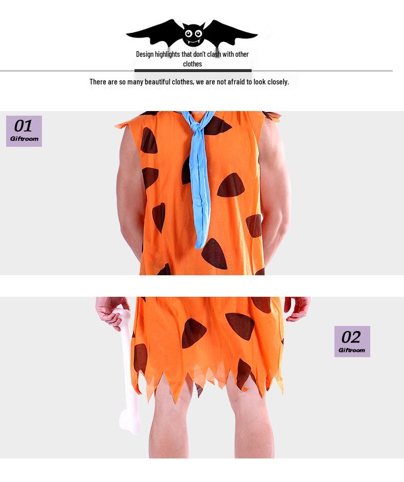 Halloween Yellow Spotted Adult Male Savage Cosplay Costume for Performances