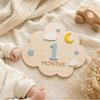 Natural Wooden Baby Monthly Milestone Marker Set Cloud Shape Number Cards for Newborn Keepsake Photography Baby Shower Gift