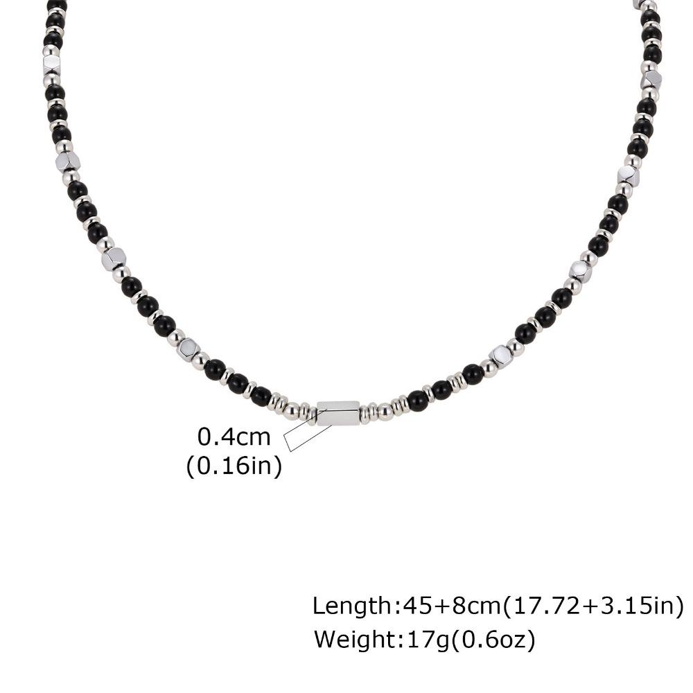 Natural Stone/Metal Natural Stone Beaded Necklace Adjustable Hip-hop Style Metal Bead Choker Minimalist Hip-hop Necklace Gift