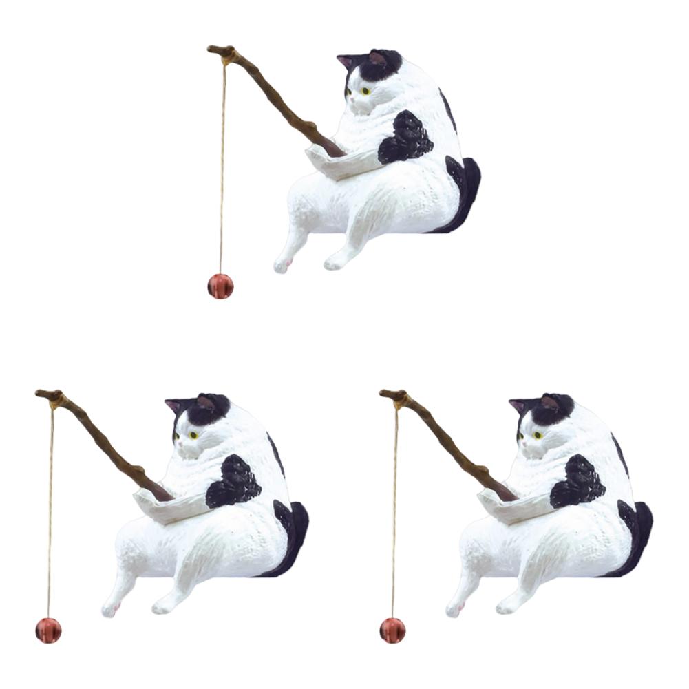 1-5pcs Fishing Cat Ornaments Sitting Fishing Little Cat Statue Fish Landscaping Cartoon Figurine Water Tank Aquarium Decorations