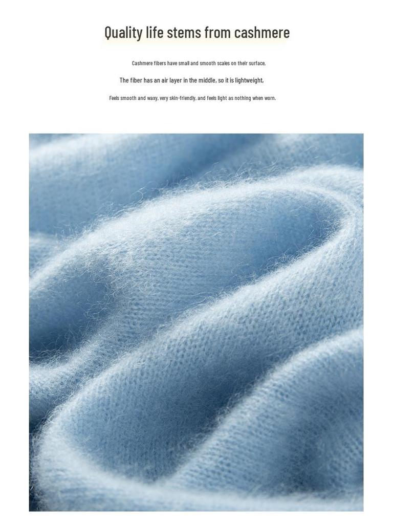 Women's 100% Cashmere Round Neck Loose Sweater for Autumn & Winter