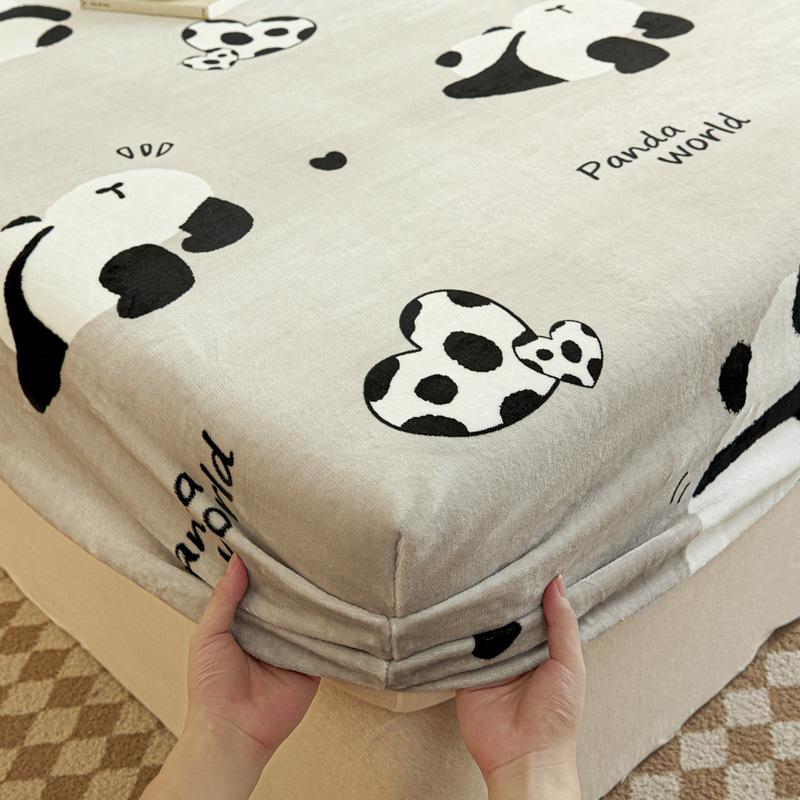 New Type A Milk Velvet Fitted Sheet, Thickened and Warm Gold Mink Velvet Mattress Cover, All-inclusive