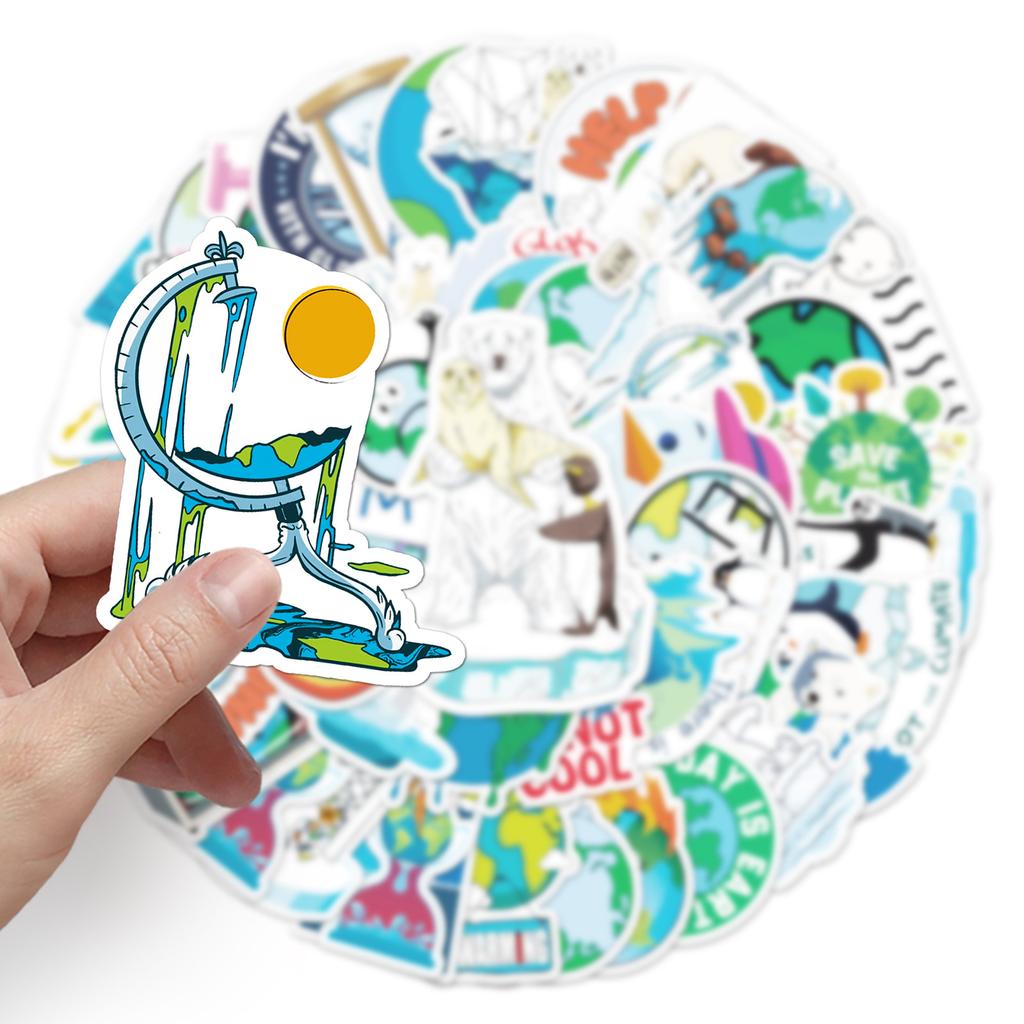 50 Naklejek Graffiti o Globalnym Ociepleniu Klimatu Bez Powtórzeń, Spersonalizowana Ochrona Środowiska, DIY, na Deskorolkę, Kubek na Wodę, Walizkę