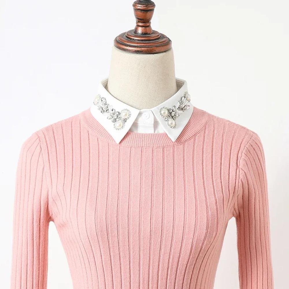 Vintage Shinny Beaded Fake Collar Chiffon Versatile Decoration Detachable Collars Blouse Sweater False Collars