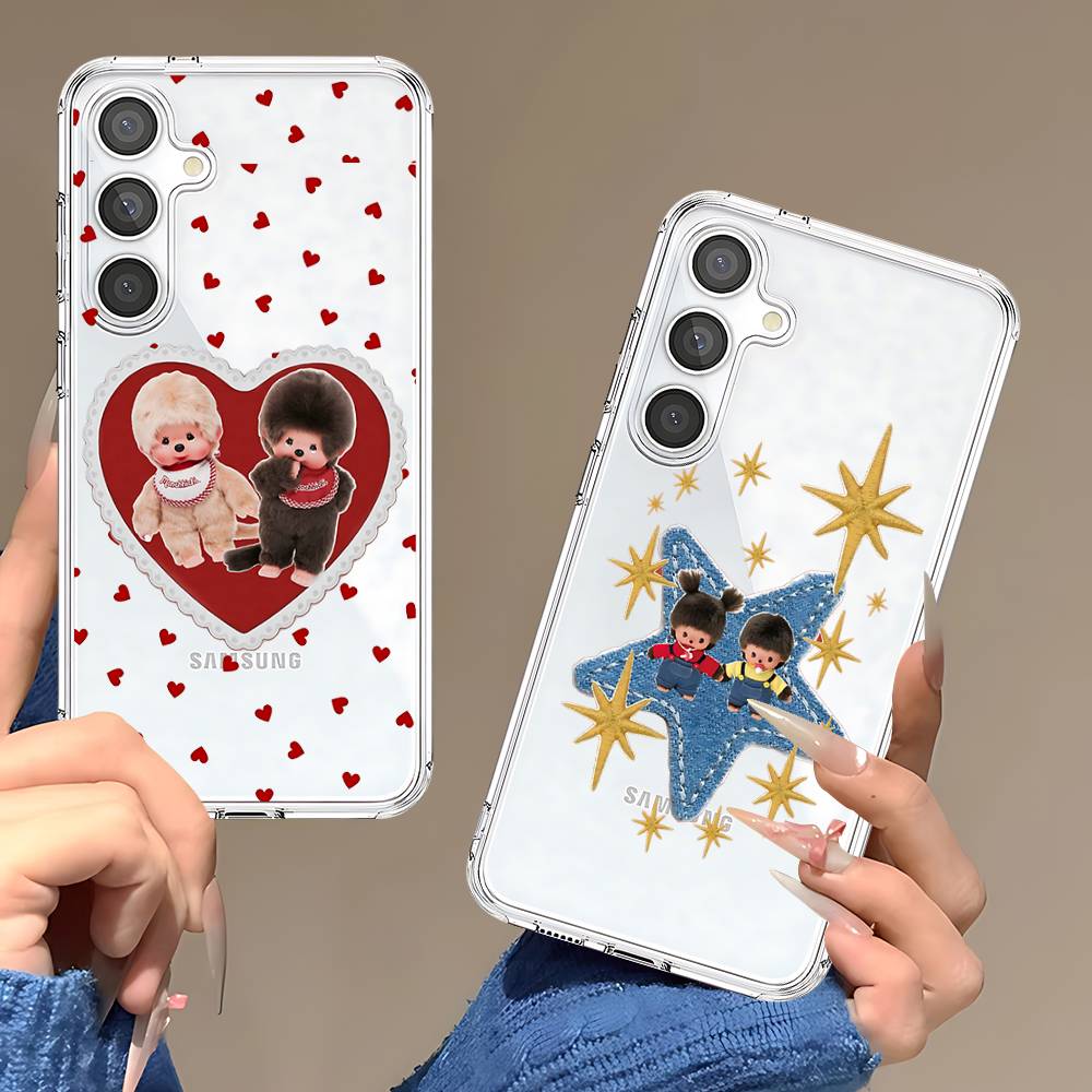 Cute M-Monchhichis For Samsung Galaxy A52 A12 A51 S21 Edge S22ULTRA S23 S20LITE Plus Ultra Transparent Cover