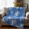 Soft Blue Snow Motif Cartoon Anime Print Flannel Blanket Soft Warm Throw for Kids Bedroom Sofa Christmas Office Car