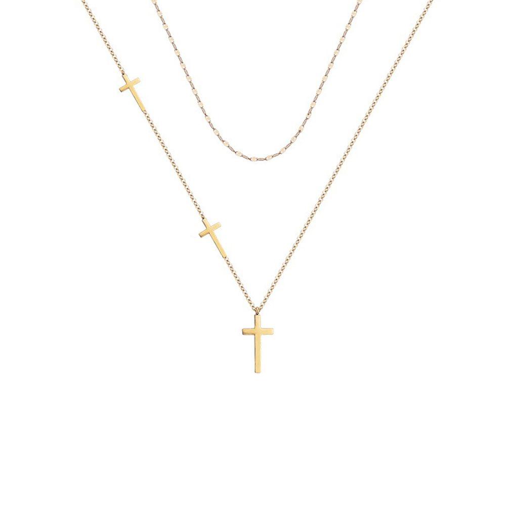 Street Style Korean Style Jewelry Women Pendant Necklace Metal Clavicle Chain Double Layer Choker