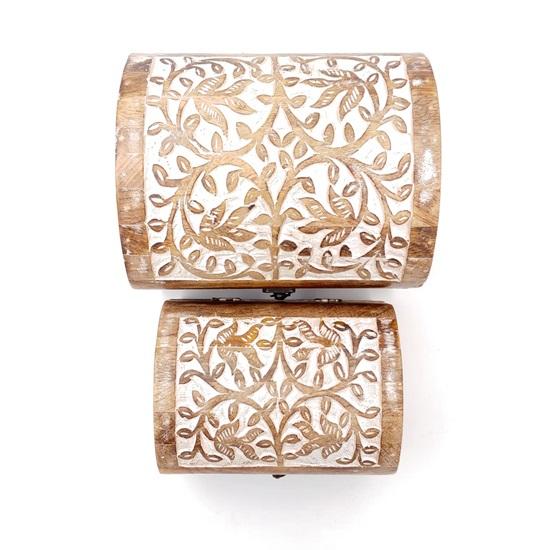 Handmade Set of 2 Wooden Decorative Ornaments Gift Box Treasure Chest 22.86cm