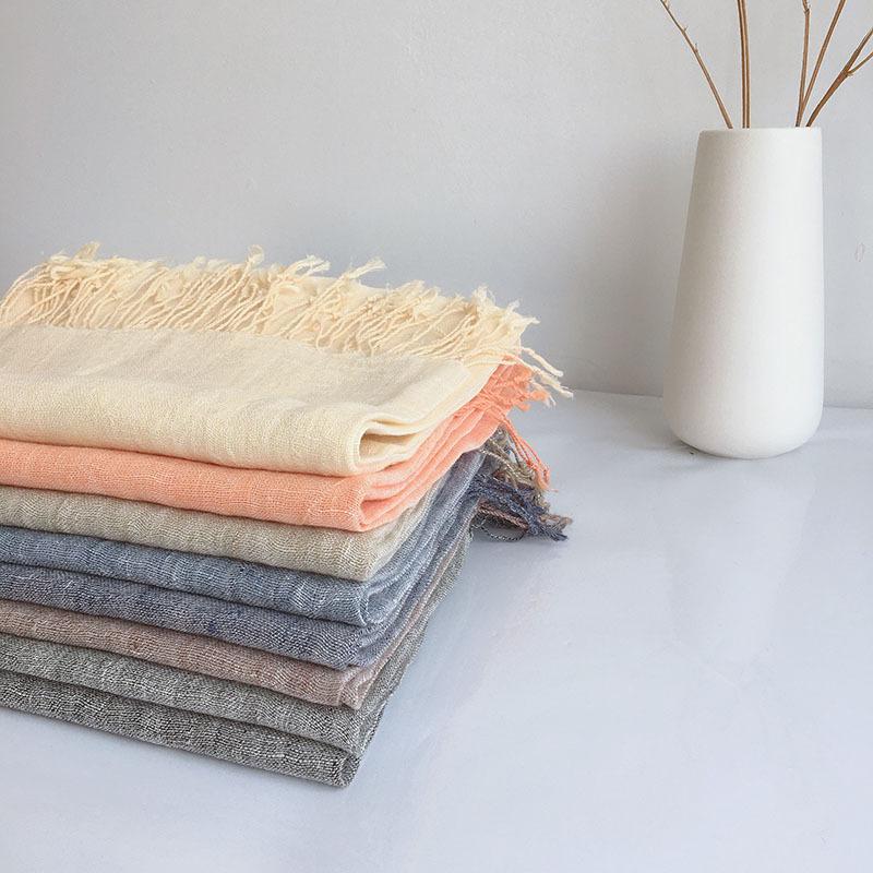 Direct Supply Japanese Pure Linen Hemp Gray Effect Men'S Scarf Literature And Art Shawl Air Conditioner Shawl Women
