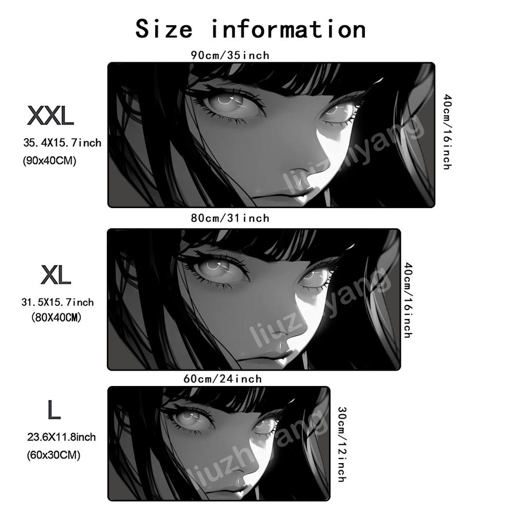 Anime Girl Mouse Pad Large Computer Office Game Table Mat Rubber AntiSlip Stitched Edge Keyboard Mats 90x40 Xxl Desk Pads