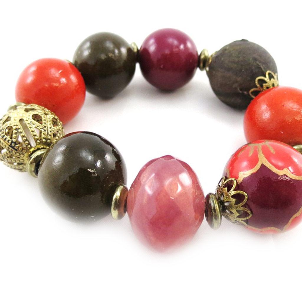 Les Trésors De Lily [J1196] - Golden Red 'Altai' Designer Bracelet